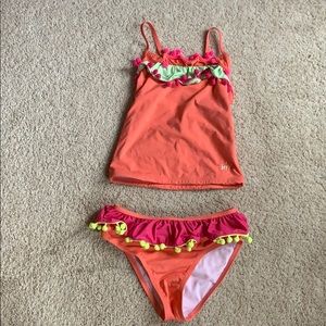 Peach Frilly Tankini Swimsuit